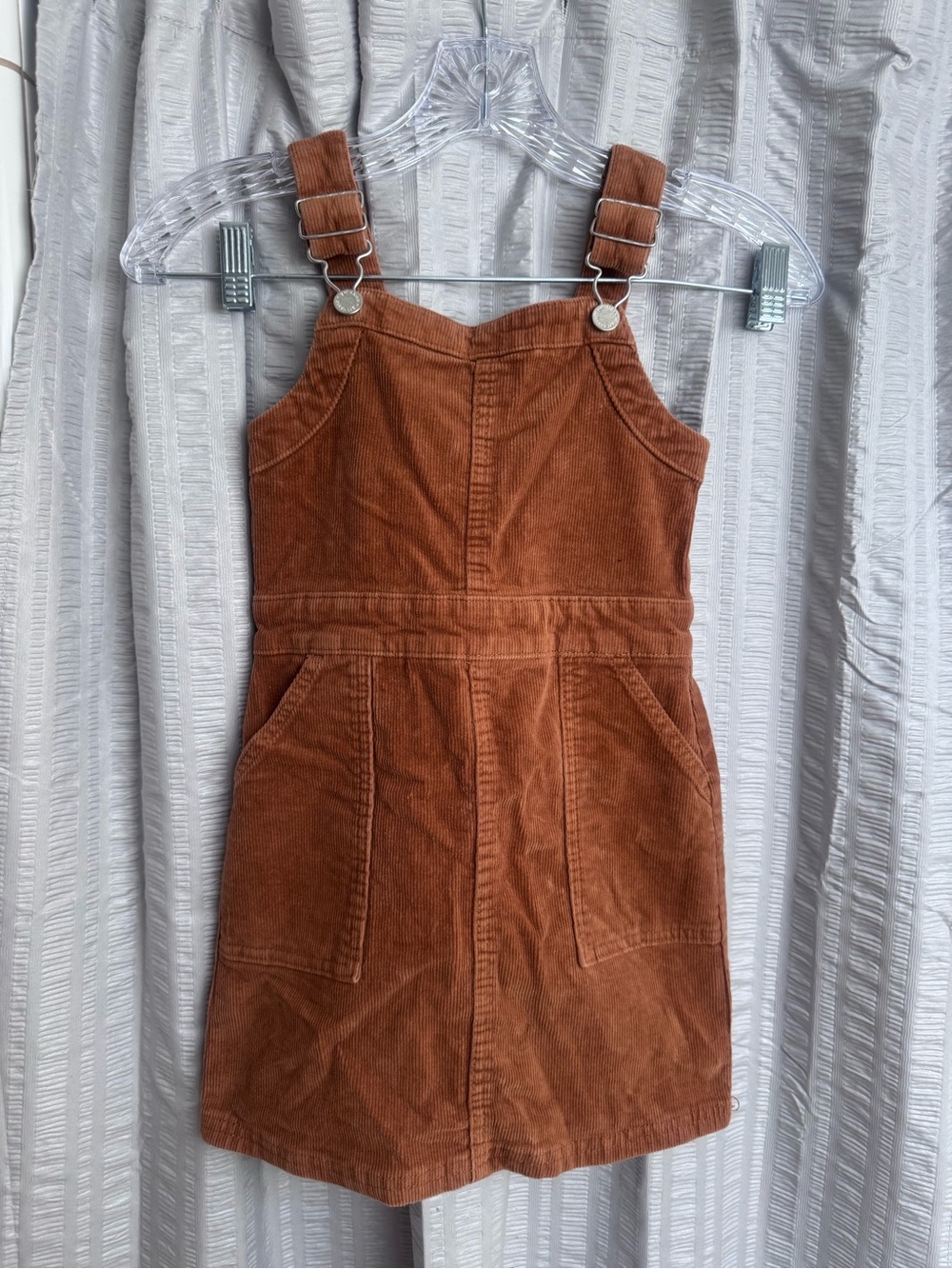 Art Class Girls 6 6X Rust Orange Corduroy Overall Jumper Dress Fall